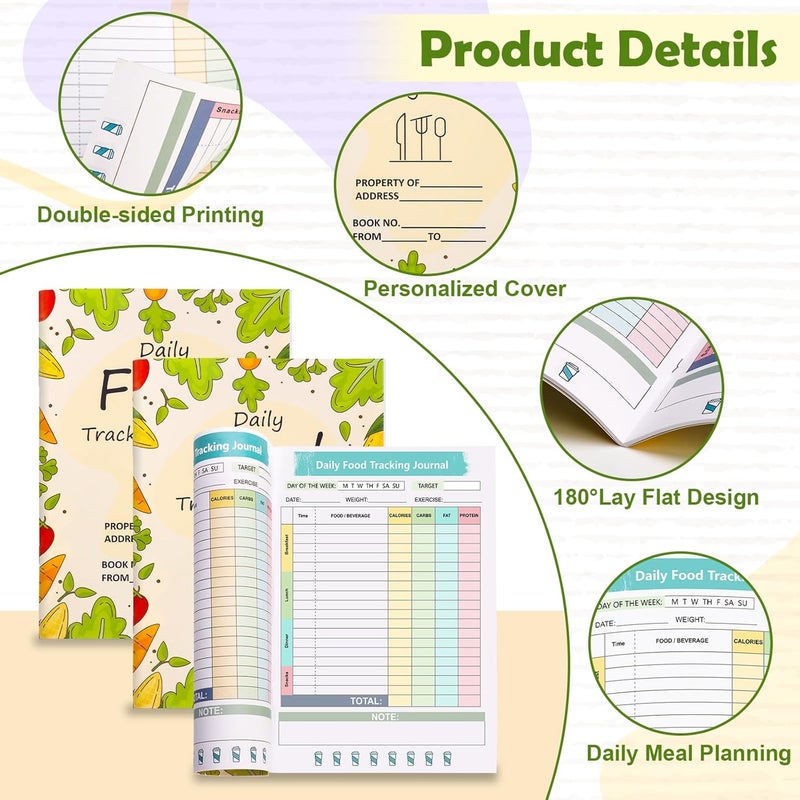 WANGDEFA 6 Pcs Food Journal Diary 5.8×8.3 inch Food Tracker Journal Daily Calorie Counter Book with Breakfast Lunch Dinner Calorie and Snack Sections for Nutrition Tracker Book - Image 3
